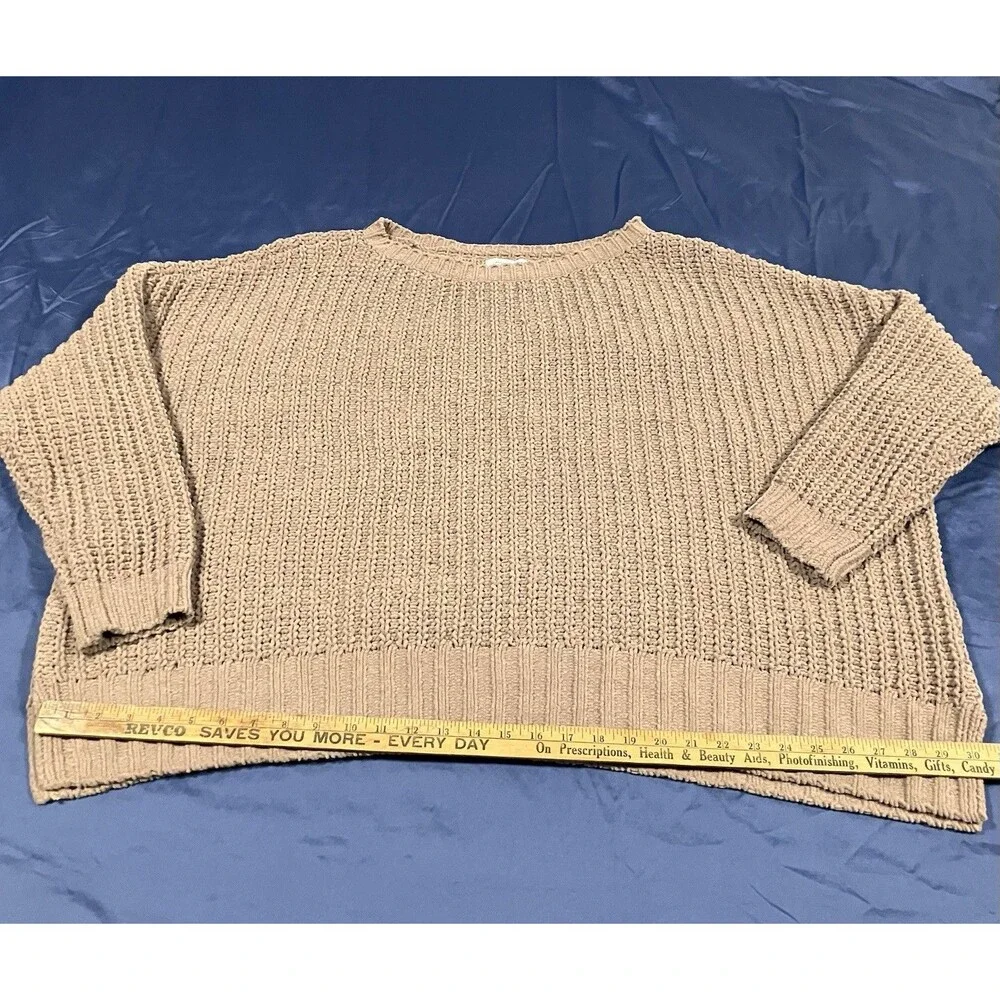 American Eagle Sweater Womens Sz Large Chunky Knit Oversized Pullover Brown Boho - Picture 5 of 9